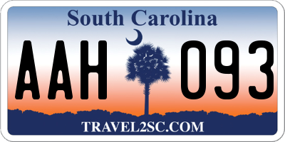 SC license plate AAH093