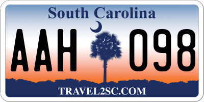 SC license plate AAH098