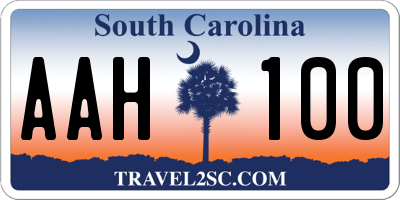 SC license plate AAH100