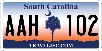 SC license plate AAH102