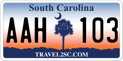 SC license plate AAH103