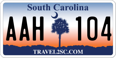 SC license plate AAH104