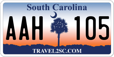 SC license plate AAH105