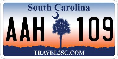 SC license plate AAH109