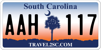 SC license plate AAH117