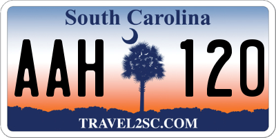 SC license plate AAH120