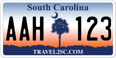 SC license plate AAH123