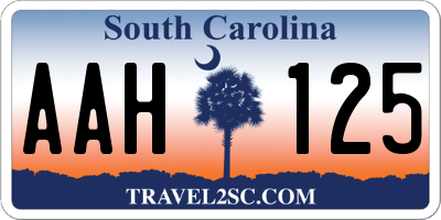 SC license plate AAH125