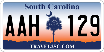 SC license plate AAH129