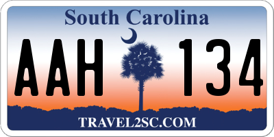 SC license plate AAH134