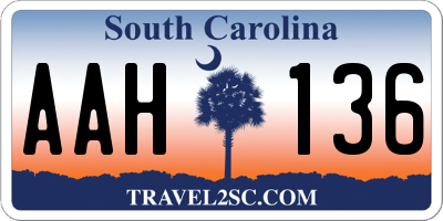 SC license plate AAH136