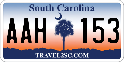 SC license plate AAH153