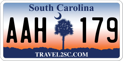 SC license plate AAH179