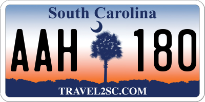 SC license plate AAH180