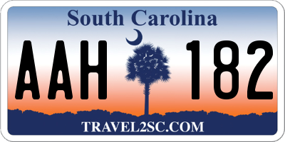 SC license plate AAH182