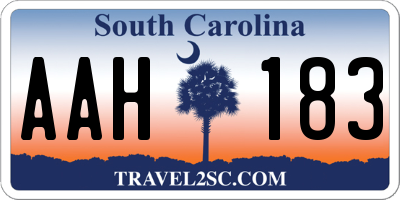 SC license plate AAH183