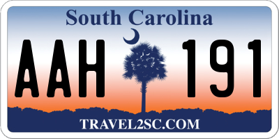 SC license plate AAH191