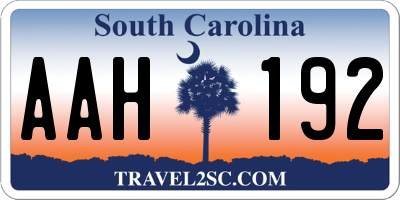 SC license plate AAH192