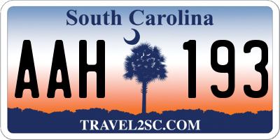 SC license plate AAH193