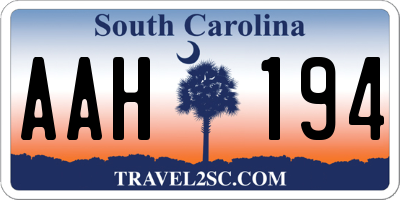 SC license plate AAH194