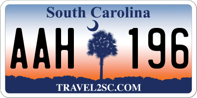 SC license plate AAH196