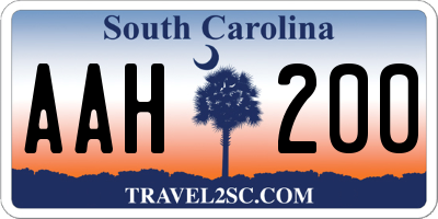 SC license plate AAH200