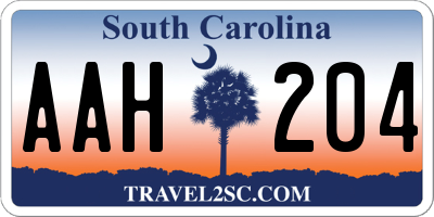 SC license plate AAH204