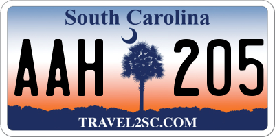 SC license plate AAH205