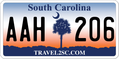 SC license plate AAH206