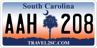 SC license plate AAH208