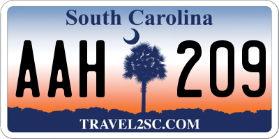 SC license plate AAH209