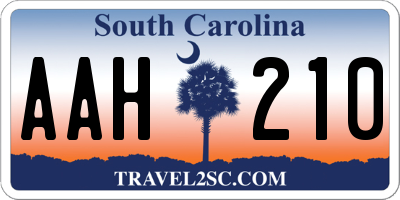 SC license plate AAH210