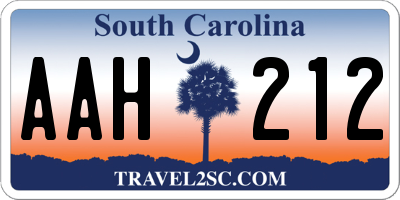 SC license plate AAH212