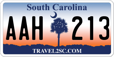 SC license plate AAH213