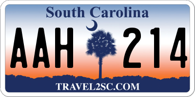 SC license plate AAH214