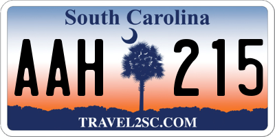 SC license plate AAH215