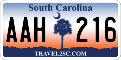 SC license plate AAH216