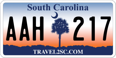 SC license plate AAH217