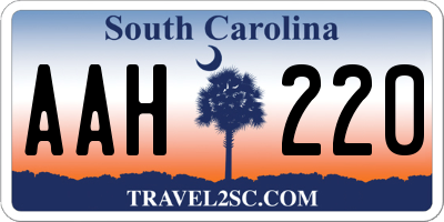 SC license plate AAH220