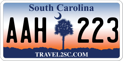 SC license plate AAH223