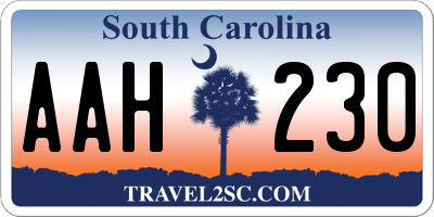 SC license plate AAH230