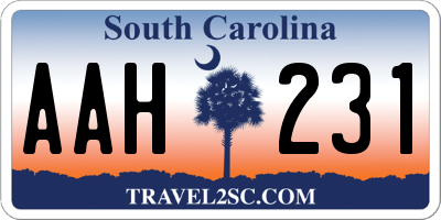 SC license plate AAH231