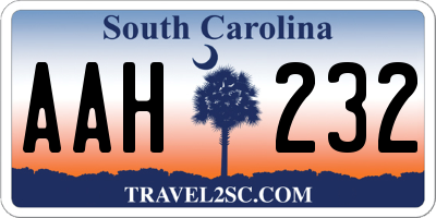 SC license plate AAH232