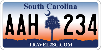 SC license plate AAH234