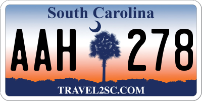 SC license plate AAH278