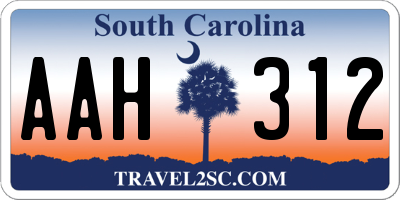 SC license plate AAH312