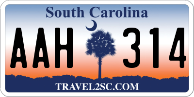 SC license plate AAH314