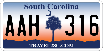 SC license plate AAH316