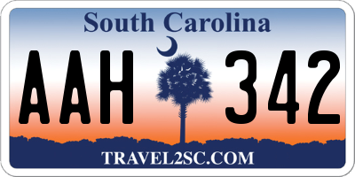 SC license plate AAH342