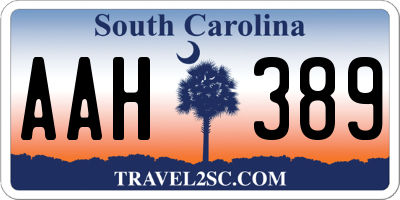 SC license plate AAH389